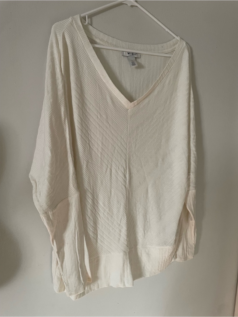 WHBM Off-White V-neck Sweater -L
